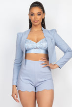 Load image into Gallery viewer, Scallop Hem Blazer Jacket &amp; Mini Shorts Set
