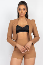 Load image into Gallery viewer, Scallop Hem Blazer Jacket &amp; Mini Shorts Set
