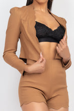 Load image into Gallery viewer, Scallop Hem Blazer Jacket &amp; Mini Shorts Set

