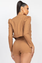 Load image into Gallery viewer, Scallop Hem Blazer Jacket &amp; Mini Shorts Set
