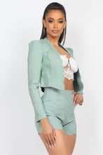 Load image into Gallery viewer, Scallop Hem Blazer Jacket &amp; Mini Shorts Set
