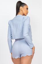 Load image into Gallery viewer, Scallop Hem Blazer Jacket &amp; Mini Shorts Set
