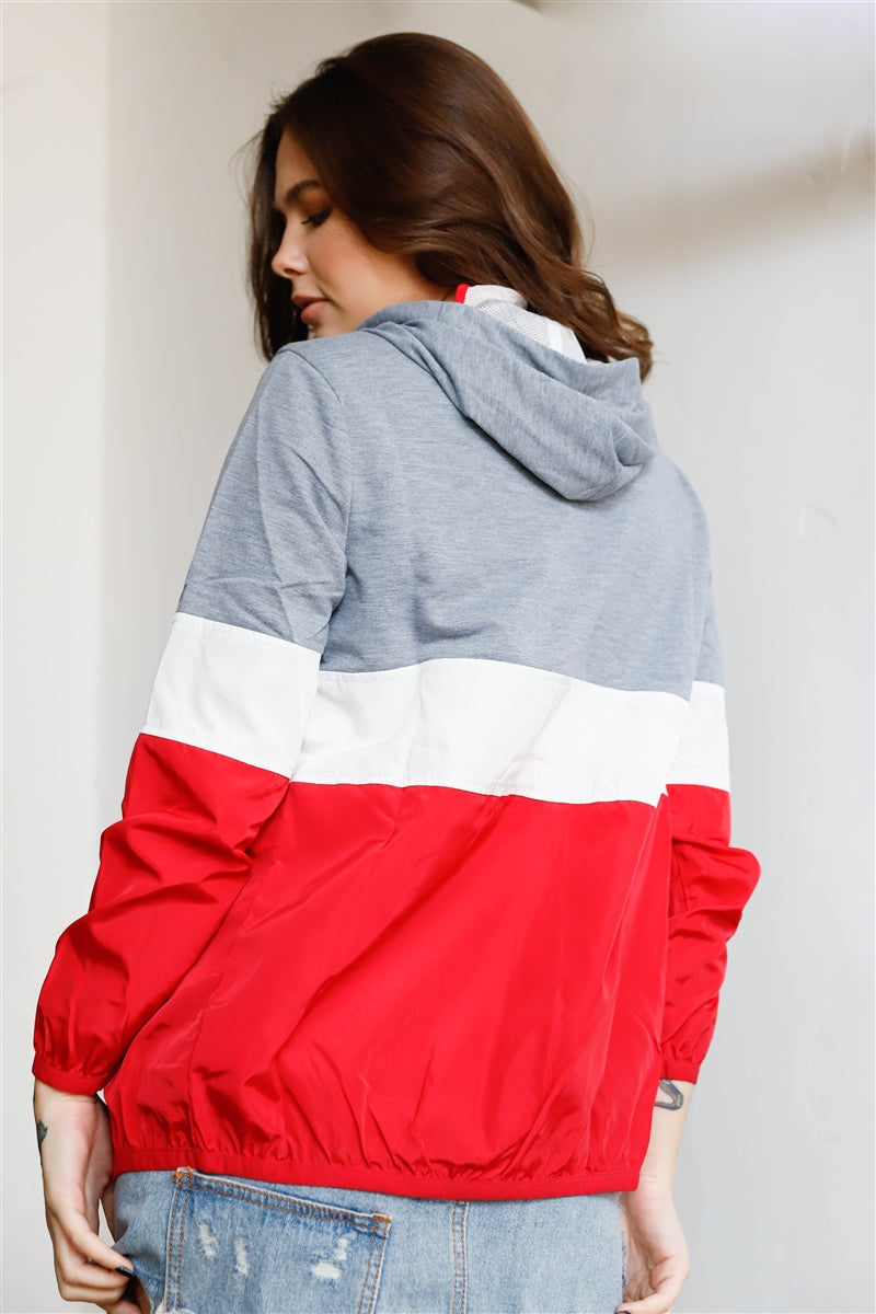 Colorblock Zip-up Hooded Wind Jacket