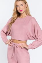 Load image into Gallery viewer, Long Dolman Slv Hacci Crop Top
