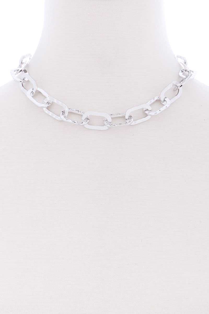 Flat Metal Chain Short Necklace