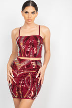 Load image into Gallery viewer, Sequin Square Cami Top &amp; Mini Skirts Set
