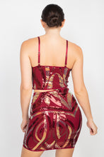 Load image into Gallery viewer, Sequin Square Cami Top &amp; Mini Skirts Set
