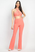 Load image into Gallery viewer, Solid Halter Top And Elastic Leggings Set
