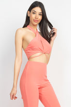 Load image into Gallery viewer, Solid Halter Top And Elastic Leggings Set
