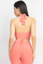 Load image into Gallery viewer, Solid Halter Top And Elastic Leggings Set
