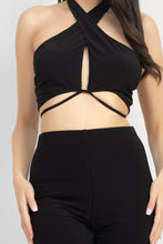 Load image into Gallery viewer, Solid Halter Top And Elastic Leggings Set
